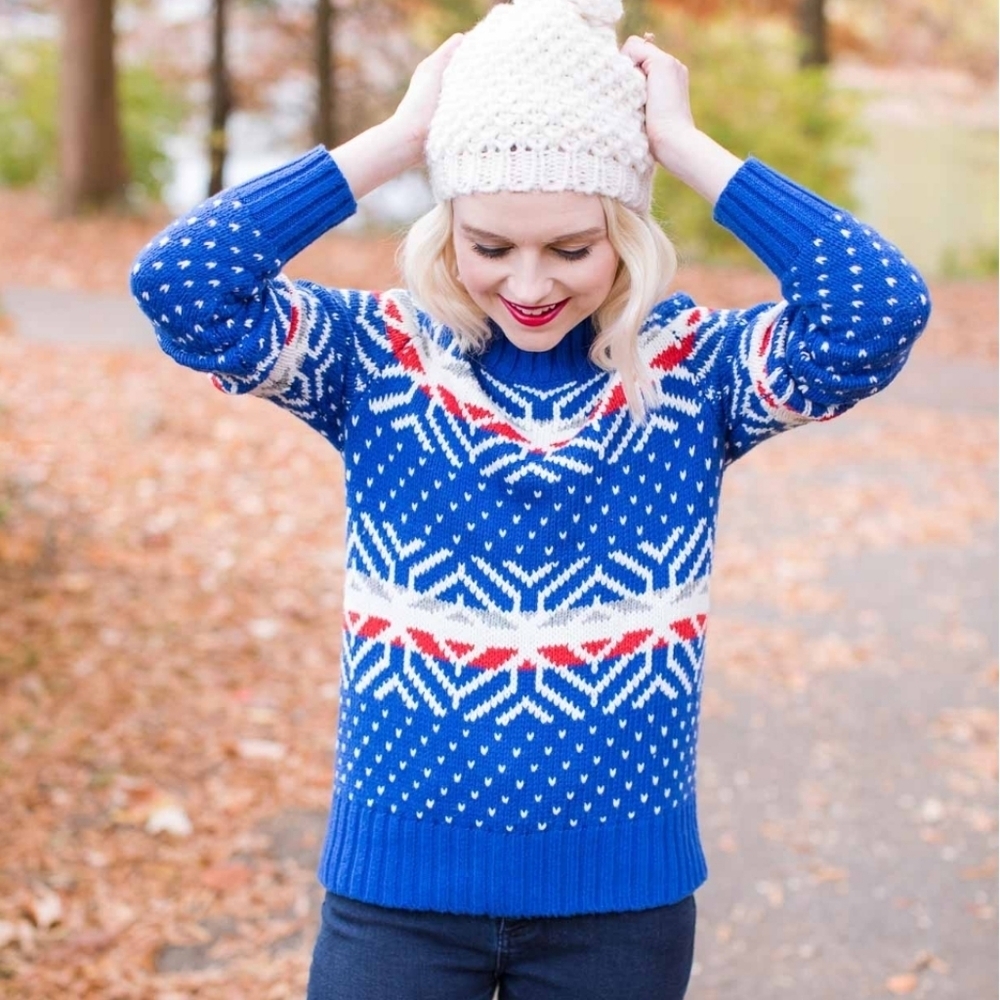 Abercrombie Cableknit Thick Fair Isle Crewneck Knit Sweater Size XS Nordic Cabin